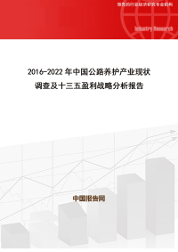 2016-2022年中国公路养护产业现状调查及十三五盈利战略分析报告