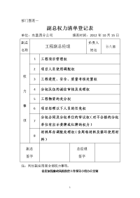 工程副总权力清单登记表