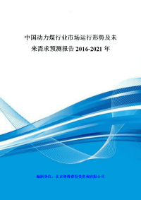 中国动力煤行业市场运行形势及未来需求预测报告2016-2021年