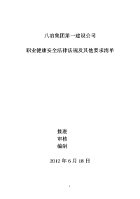 适用于建筑施工企业的职业健康安全法律法规清单