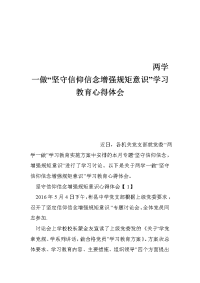 两学一做“坚守信仰信念增强规矩意识”学习教育心得体会-╲t╲t╲t╲t╲t╲t-