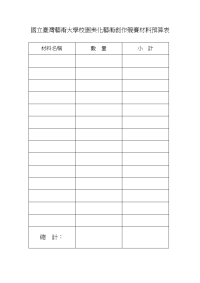 国立台湾艺术学院校园美化艺术创作竞赛材料预算表