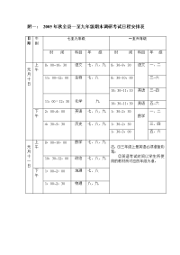 中考复习年秋全县一至九年级期末调研考试日程安排表