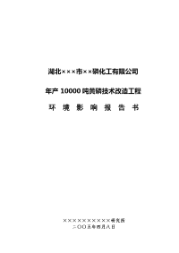 湖北××磷化工有限公司年产10000吨黄磷技术改造工程环境评估报告