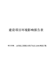 年产电石12000吨生产线建设项目环境影响报告表