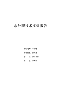 水处理技术实训报告