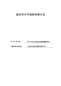 年产30000吨冷轧带肋钢筋建设项目环境影响报告表