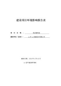 泡沫塑料板建设项目环境影响报告表