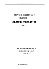 杭州朝阳橡胶有限公司技改项目环境影响报告书