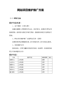 网站项目维护推广方案