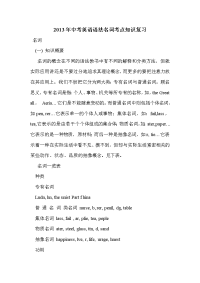 2013年中考英语语法名词考点知识复习
