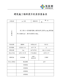 建筑施工物料提升机装拆报备表