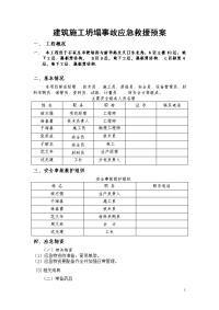 建筑施工坍塌事故应急救援预案