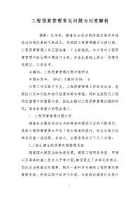 工程预算管理常见问题与对策解析