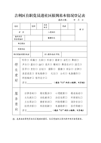 吉利区在职党员进社区报到基本情况登记表