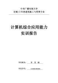 建筑施工管理计算机综合应用能力实训报告