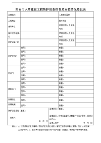 西安市人防建设工程防护设备供货及安装情况登记表