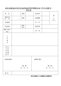 西安市临潼区基层食品药品监督管理所补录工作人员报名登记表