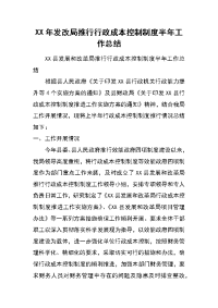 xx年发改局推行行政成本控制制度半年工作总结