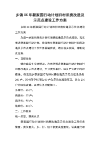 乡镇xx年新家园行动计划旧村旧房改造及示范点建设工作方案