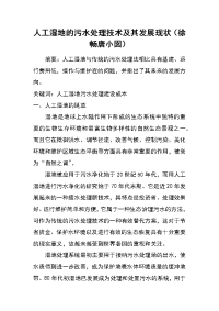 人工湿地的污水处理技术及其发展现状（徐畅 唐小囡）