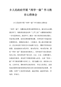 乡人民政府开展“两学一做”学习教育心得体会