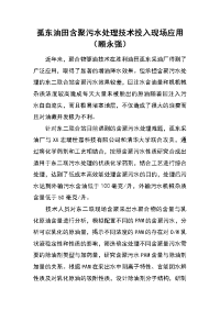 孤东油田含聚污水处理技术投入现场应用（顾永强）