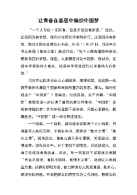 让青春在基层中编织中国梦