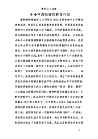 中小学教师继续教育心得
