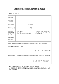 危险废物意外事故应急预案备案登记表