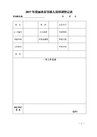 2017年度丽水市导游人员培训登记表