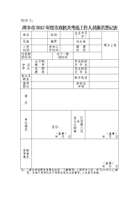 萍乡市2012年度市直机关考选工作人员报名登记表