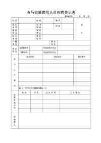 五马街道应聘社区干部登记表