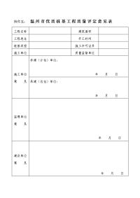 附件五： 温州市优质桩基工程质量评定意见表