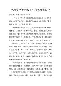 学习安全警示教育心得体会500字