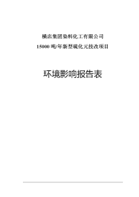 横店集团染料化工有限公司15000吨年新型硫化元技改项目环境影响报告表