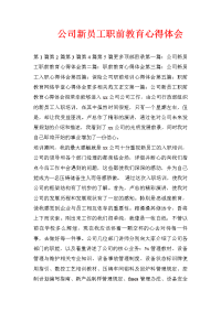 公司新员工职前教育心得体会