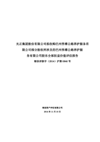 光正集团：拟收购巴州伟博公路养护服务有限公司部分股权所涉及的巴州伟博公路养护服务有限公司股东全部权益价值评估报告