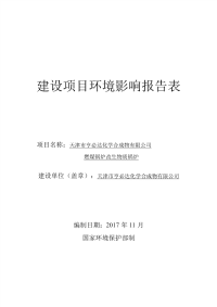 天津市亨必达化学合成物有限公司燃煤锅炉改生物质锅炉环境影响报告表