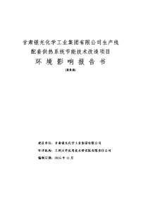 甘肃省白银市白银区甘肃省白银市中心城区南侧甘肃银光化学工业集团有限公司生产线配套供热系统节能技术改造项目报告书全本1