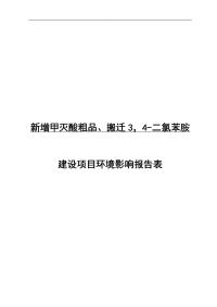 新增甲灭酸粗品、搬迁3，4-二氯苯胺建设项目环境影响报告表