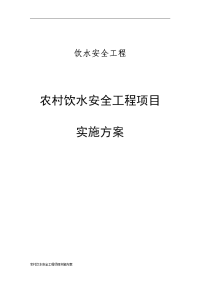 某农村饮水安全工程项目实施方案