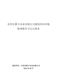 东莞市桥丰实业有限公司建设项目环境影响报告书公示简本