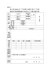 “千名英才•智汇凉山”行动2018年首批引才报名登记表