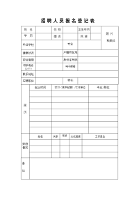 招聘人员报名登记表