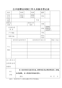 公开招聘合同制工作人员报名登记表