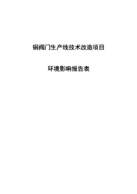 铜阀门生产线技术改造项目环境影响报告书