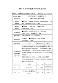 2015年度企业技术需求信息登记表