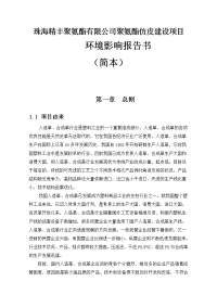 珠海精丰聚氨酯有限公司聚氨酯仿皮建设项目环境影响报告书简本