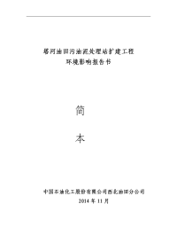 塔河油田污油泥处理站扩建工程环境影响报告书简本doc